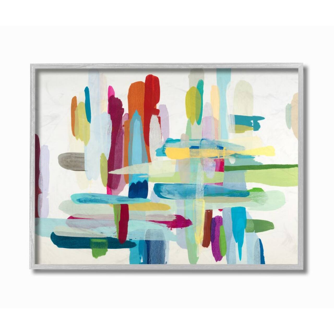 Stupell Industries Colorful Cross Hatch Abstraction Gray Framed Wall Art